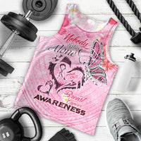 Butterfly Polynesia Breast Cancer Men Tank Top Nobody Fights Alone Pink Out Tropical Hibiscus