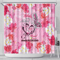 Butterfly Polynesia Breast Cancer Shower Curtain Nobody Fights Alone Pink Out Tropical Hibiscus