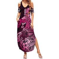 Breast Cancer Mermaid Polynesia Family Matching Summer Maxi Dress and Hawaiian Shirt Faith Hope Love DT02 Mom's Dress Pink - Polynesian Pride