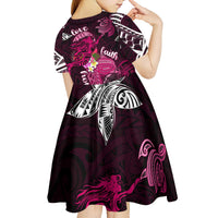 Breast Cancer Mermaid Polynesia Kid Short Sleeve Dress Faith Hope Love DT02 - Polynesian Pride