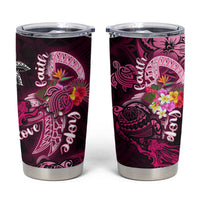 Breast Cancer Mermaid Polynesia Tumbler Cup Faith Hope Love