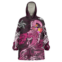 Breast Cancer Mermaid Polynesia Wearable Blanket Hoodie Faith Hope Love