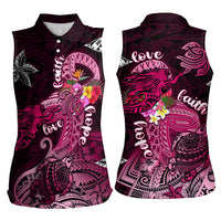 Breast Cancer Mermaid Polynesia Women Sleeveless Polo Shirt Faith Hope Love