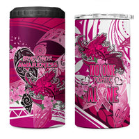 Breast Cancer Awareness Hawaii 4 in 1 Can Cooler Tumbler Polynesia Girl Nobody Fights Alone
