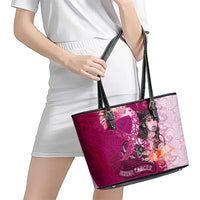 Breast Cancer New Zealand Leather Tote Bag Maori Aotearoa Girl Pink Out