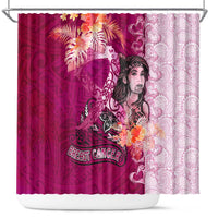 Breast Cancer New Zealand Shower Curtain Maori Aotearoa Girl Pink Out