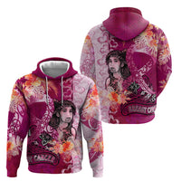 Breast Cancer New Zealand Zip Hoodie Maori Aotearoa Girl Pink Out DT02 - Polynesian Pride