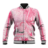 Breast Cancer Awareness Month Baseball Jacket Butterfly Polynesia Watercolor Pink