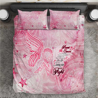 Breast Cancer Awareness Month Bedding Set Butterfly Polynesia Watercolor Pink