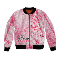 Breast Cancer Awareness Month Bomber Jacket Butterfly Polynesia Watercolor Pink