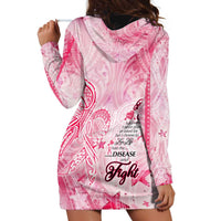 Breast Cancer Awareness Month Hoodie Dress Butterfly Polynesia Watercolor Pink