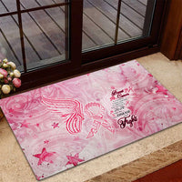 Breast Cancer Awareness Month Rubber Doormat Butterfly Polynesia Watercolor Pink