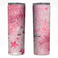 Breast Cancer Awareness Month Skinny Tumbler Butterfly Polynesia Watercolor Pink