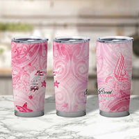 Breast Cancer Awareness Month Tumbler Cup Butterfly Polynesia Watercolor Pink