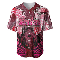 Breast Cancer Warrior Baseball Jersey Angel Wings Polynesian Pattern