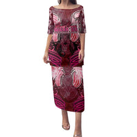 Breast Cancer Warrior Family Matching Puletasi and Hawaiian Shirt Angel Wings Polynesian Pattern