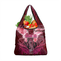 Breast Cancer Warrior Grocery Bag Angel Wings Polynesian Pattern