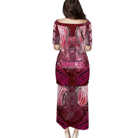 Breast Cancer Warrior Puletasi Angel Wings Polynesian Pattern