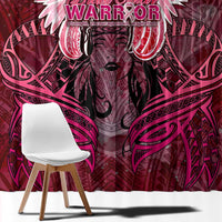 Breast Cancer Warrior Window Curtain Angel Wings Polynesian Pattern