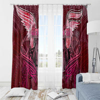 Breast Cancer Warrior Window Curtain Angel Wings Polynesian Pattern
