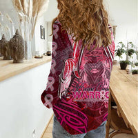 Breast Cancer Warrior Women Casual Shirt Angel Wings Polynesian Pattern