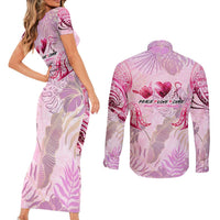 Breast Cancer Polynesian Couples Matching Short Sleeve Bodycon Dress and Long Sleeve Button Shirt I Can Do All Things Through Christ