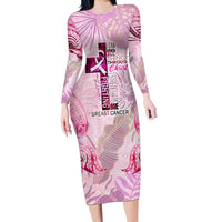 Breast Cancer Polynesian Family Matching Long Sleeve Bodycon Dress and Hawaiian Shirt I Can Do All Things Through Christ