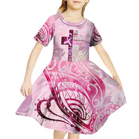 Breast Cancer Polynesian Kid Short Sleeve Dress I Can Do All Things Through Christ
