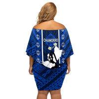 Guam Chamorro Warrior Off Shoulder Short Dress Traditional Tribal Patterns DT02 - Polynesian Pride