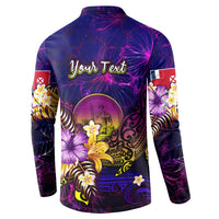 Wallis and Futuna Button Sweatshirt Whale Hibiscus Polynesian