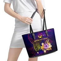 Wallis and Futuna Leather Tote Bag Whale Hibiscus Polynesian