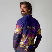 Wallis and Futuna Long Sleeve Polo Shirt Whale Hibiscus Polynesian