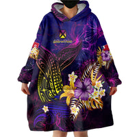 Wallis and Futuna Wearable Blanket Hoodie Whale Hibiscus Polynesian