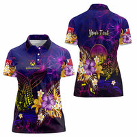 Wallis and Futuna Women Polo Shirt Whale Hibiscus Polynesian DT02 - Polynesian Pride