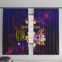 New Caledonia Window Curtain Whale Hibiscus Polynesian