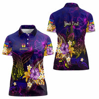 New Caledonia Women Polo Shirt Whale Hibiscus Polynesian