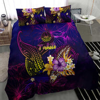 Tahiti French Polynesia Bedding Set Whale Hibiscus Polynesian