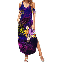 Tahiti French Polynesia Family Matching Summer Maxi Dress and Hawaiian Shirt Whale Hibiscus Polynesian