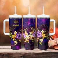 Tahiti French Polynesia Tumbler With Handle Whale Hibiscus Polynesian