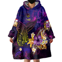Tahiti French Polynesia Wearable Blanket Hoodie Whale Hibiscus Polynesian