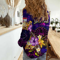 Tahiti French Polynesia Women Casual Shirt Whale Hibiscus Polynesian