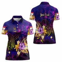 Tahiti French Polynesia Women Polo Shirt Whale Hibiscus Polynesian DT02 - Polynesian Pride