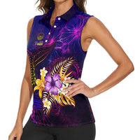 Tahiti French Polynesia Women Sleeveless Polo Shirt Whale Hibiscus Polynesian DT02 - Polynesian Pride