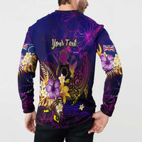 Cook Islands Button Sweatshirt Whale Hibiscus Polynesian DT02 - Polynesian Pride