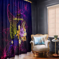 Cook Islands Window Curtain Whale Hibiscus Polynesian