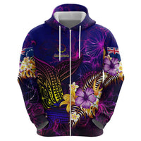 Cook Islands Zip Hoodie Whale Hibiscus Polynesian DT02 - Polynesian Pride