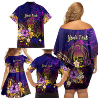 Nauru Family Matching Off Shoulder Short Dress and Hawaiian Shirt Whale Hibiscus Polynesian