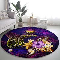 Nauru Round Carpet Whale Hibiscus Polynesian