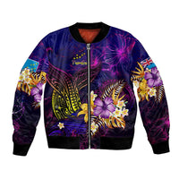 Tuvalu Bomber Jacket Whale Hibiscus Polynesian
