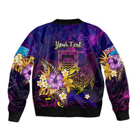 Tuvalu Bomber Jacket Whale Hibiscus Polynesian